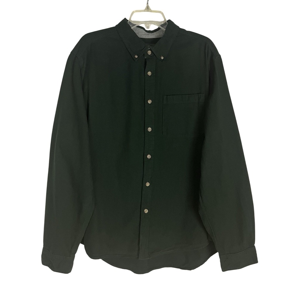 Eddie Bauer Mens Button Down Flannel Green Shirt Size XXL/EEG Long Sleeve Pocket